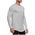 thumbnail image 3 of UVEASISHA Long Sleeve Workout Tees for Men Lightweight Quick Dry T-Shirts Breathable Casual Crewneck Athletic Tops Sun Protection Outdoor Training Shirt Today Sales Gray XL, 3 of 7