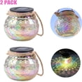 thumbnail image 1 of Paquete de 2 farolillos solares para colgar al aire libre, luces de jardín, tarro de cristal, lámpara de mesa IP65, resistente al agua, para patio, porche, patio, césped, balcón, valla, decoración de JFHHH pequeña, 1 of 5