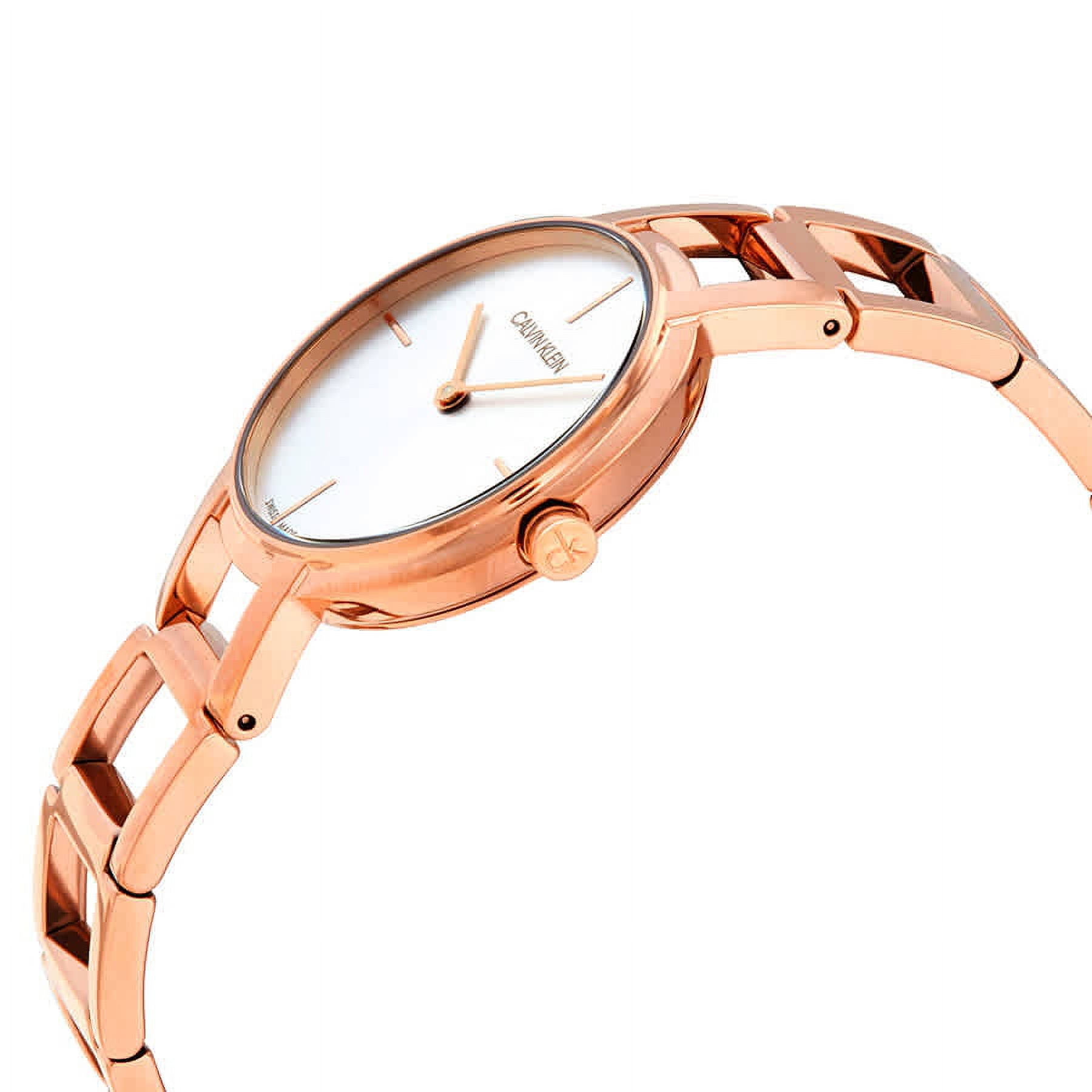 Calvin Klein Cheers Silver Dial Rose Gold PVD Ladies Watch