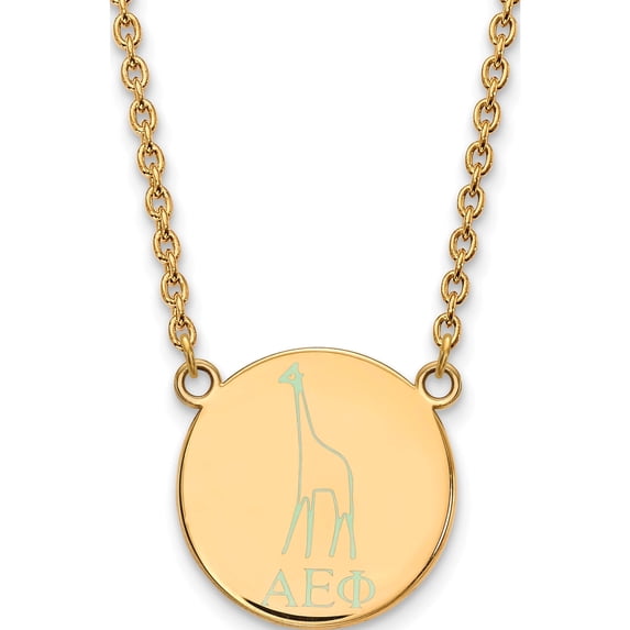 Ss/Gold Plated Sterling Silver With Gp Logoart Alpha Epsilon Phi Large Enl Pend Necklace (18 X 18) Made In United States gp045aep-18