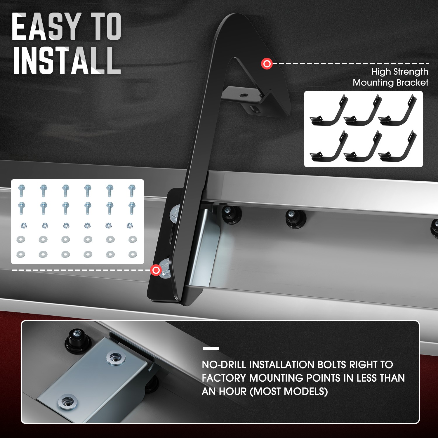 DNA Motoring 6.75 Inch Flat Running Boards Compatible with Nissan Titan King (Extended) Cab 2004-2024, Stainless Steel Side Steps Nerf Rails Bars