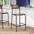 thumbnail image 2 of BizChair 2 Pack Commercial Grade Solid Wood Bar Stools with Black Metal Frames and Antique Copper Finish, 2 of 14