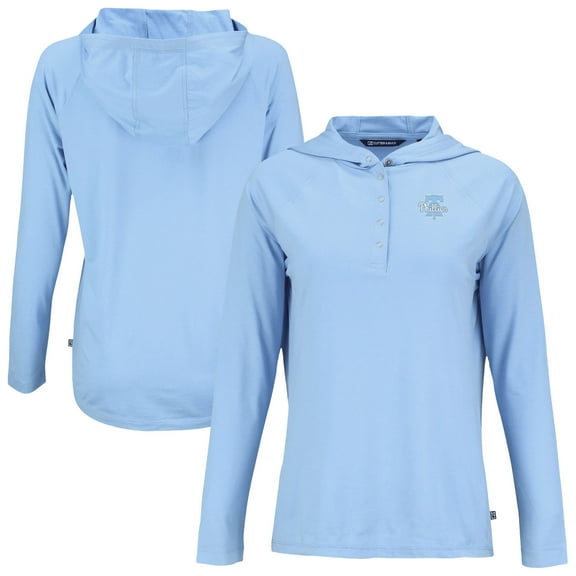 Women's Cutter & Buck Powder Blue Philadelphia Phillies Coastline Epic Comfort Eco Recycled Long Sleeve Hoodie T-Shirt