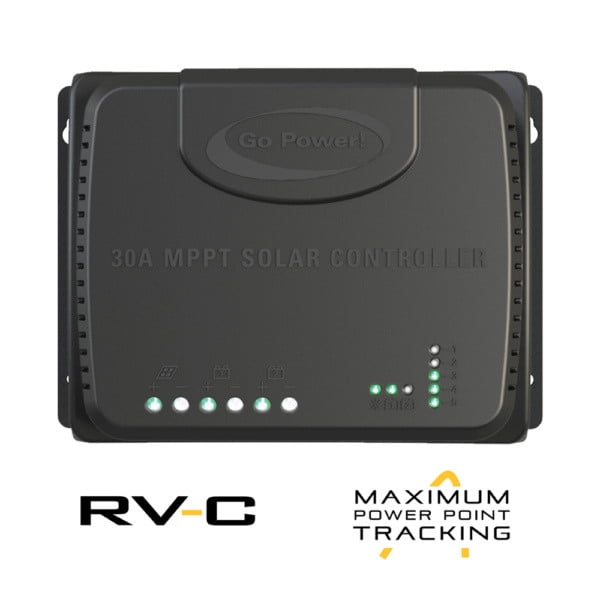 Go Power Battery Charger Controller GP-RVC-30-MPPT Use With All Battery Types Lead Acid/LiFePO4; Analog Solar Controller; LED Fault Indicators; 30 Amp