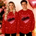 thumbnail image 2 of Tauxra Chandails à Manches Longues pour Couple avec Imprimé de Cœur, Chandails Molletonnés Doux à Enfiler à Col Rond pour Hommes et Femmes, Ensemble Assorti Unisexe Confortable pour Tenue Décontractée, 2 of 9