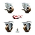 thumbnail image 2 of 3 Inch High Temp Phenolic Swivel Top Plate Caster Set with 2 Brakes 2 Rigid SCC, 2 of 2