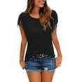 thumbnail image 2 of Womens Short Sleeve Tops Womens Casual Fashion Western Fringe Slim Fit T Shirt Short Sleeves Tops for Women, 2 of 5