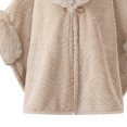 thumbnail image 4 of UTSJKR Women Embossed Pattern Faux Fur Collar Cape Coat Buckle Fasten Loose Poncho Jacket for Casual Winter Outfit Beige, 4 of 4