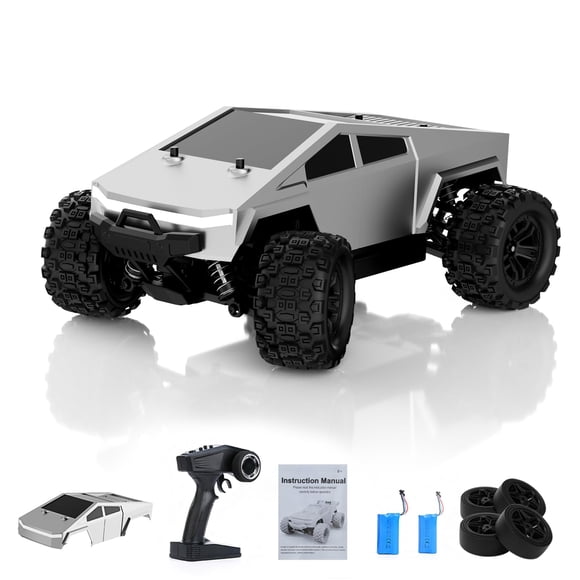 Voiture RC Rapide 1:18 40 KM/H Haute Vitesse 4WD Camion Monstre Télécommandé 4X4 Tout-Terrain avec 2 Batteries/2 Coquilles en PVC Pickup, Télécommande 2,4 GHz