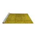 thumbnail image 2 of Ahgly Company Machine Washable Indoor Round Abstract Yellow Contemporary Area Rugs, 4' Round, 2 of 4