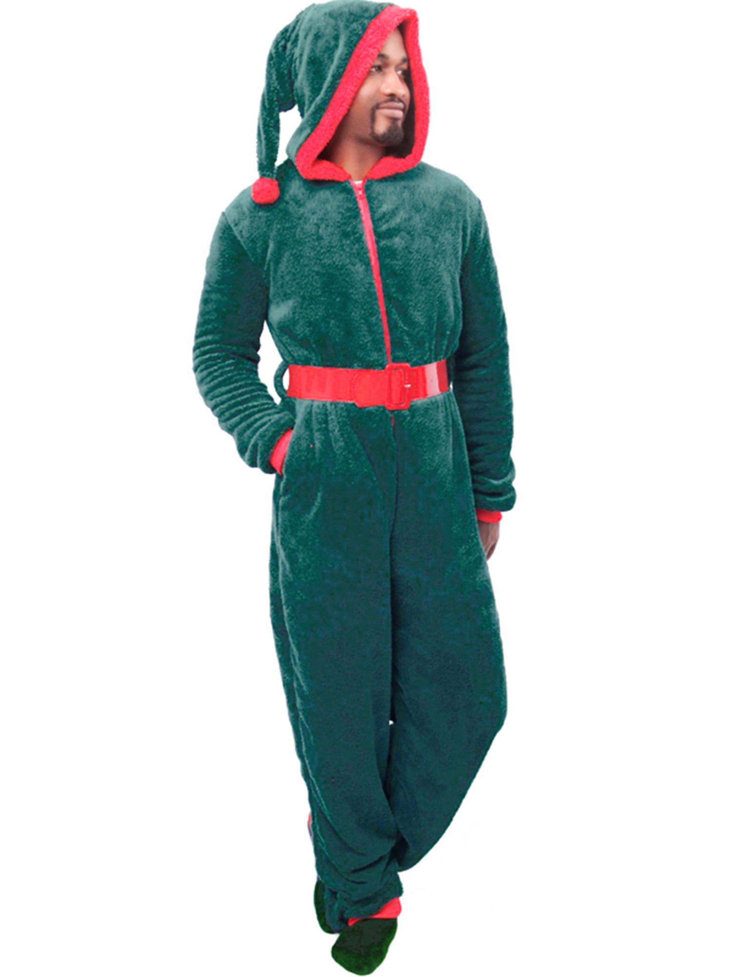 Unisex Adult Red Santa Green Elf Novelty Christmas Mens Ladies Jumpsuit