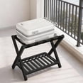 thumbnail image 6 of LEDREM Solid Wood Luggage Rack with Storage Shelf, Foldable Suitcase Stand No Assembly Required for Guest Room Hotel Bedroom, Ink Black, 6 of 6