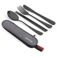 thumbnail image 3 of Travel Utensils with Case, Quatish Portable Silverware Set for Work, Lunch Box Reusable Travel Cutlery Set for Camping, 304 Stainless Steel Fork and Spoon Set(Black), 3 of 6