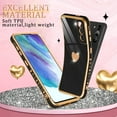 thumbnail image 6 of Compatible with Samsung Galaxy S21 Case with HD Screen Protector Shockproof Protection, Love Heart Plating Girly Women Cute Soft TPU Luxury Elegant Case for Galaxy S21 5G, Black, 6 of 7
