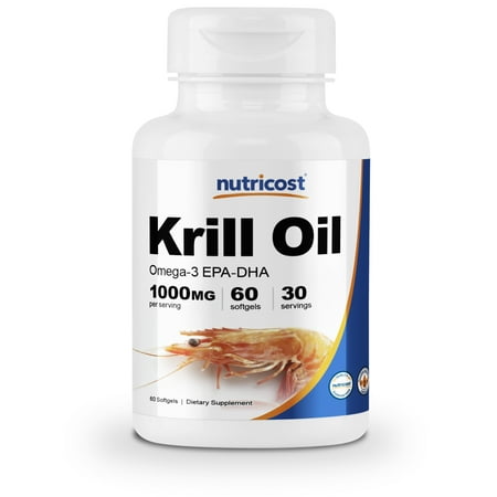 Nutricost Krill Oil 1000mg; 60 Liquid Softgels - Omega-3 (Best Krill Oil Brand Australia)