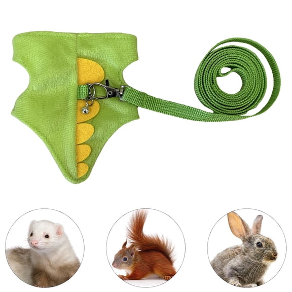 Harness and Leash Set Small Animals Vest Harness with Safe Bell Dinosaur Shaped Leash Set for Baby Rabbit Guinea Pig Teacup Chihuahua Mouse and Other Small Pet
