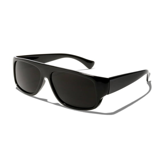 EAZY Oval Wrap Fashion Black Sunglasses, Super Dark