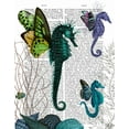 thumbnail image 2 of Fab Funky 15x18 White Modern Wood Framed Museum Art Print Titled - Seahorse Trio With Wings, 2 of 4