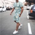 thumbnail image 2 of Pejock Men's Hawaiian Matching Set Summer Beach 2 Piece Outfits Flower T-Shirts and Shorts M-5XL, 2 of 5