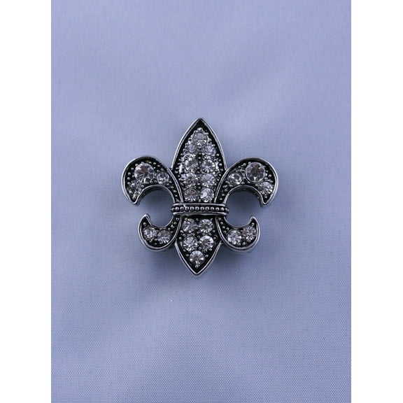Just Love Jewels Fleur De Lis Clear Crystal Flower Pin Brooch, Silver