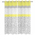 thumbnail image 4 of Outdoor Curtains for Patio Waterproof Yellow Grey Leaves Indoor/Outdoor Curtain Tiebacks Stitching Stripes Privacy Curtain Sun Block Grommet Drapes for Pergolas Gazebo Porch 2 Panel 54x108 Inch, 4 of 9