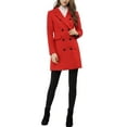 thumbnail image 3 of INSPIRE CHIC Women's Winter Coat Notched Lapel Double Breasted Trench Coat L Reds, 3 of 8