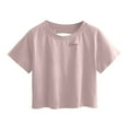 thumbnail image 2 of Fesfesfes Womens Shirt Women's Fashion Color Short-sleeved Round-neck Loose Casual Tops Workout Short Sleeve 8(L), 2 of 4