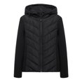 thumbnail image 2 of HH TRAF Chaqueta elegante de invierno para mujer con capucha y relleno de algodón con cremallera sólida y manga larga con diseño de bolsillo para mujer, 2 of 4