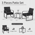 thumbnail image 3 of Bezseller 3-Piece Patio Bistro Set, Outdoor Rattan Furniture Set, Black (Round Arm), 3 of 8