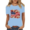 thumbnail image 2 of Cavosen USA Flag Shirts for Women Petite Independence Day Short Sleeve Round Neck T Shirts American Flag Graphic Tops Lady L 4th of July Casual T Shirts Red White and Blue Tunic Tees, 2 of 8