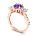 thumbnail image 2 of Three-Stone Engagement Ring for Women - 1.97ct Natural Amethyst in 18K Rose Gold Promise Ring, 2 of 6