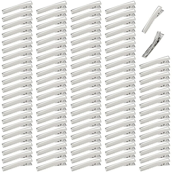 100 Pack 40 MM Small Plain Silver Duckbill Alligator Metal Hair Clips Flat Hair Grips Hairpins Hairdressing Styling Sectioning Curl Clips Hair Barrettes Craft DIY Accessories for Women Girls