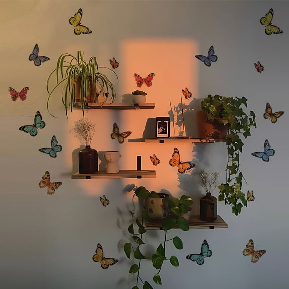 62 Pcs Colorful Butterfly Wall Stickers Vinyl Decals Peel and Stick for Living Room Kids Bedroom Classroom Wall Furniture Window Decor