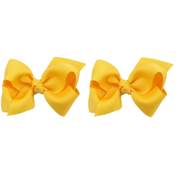 3 Inch Baby Girl Hair Bows Boutique Hair Clip Teens Toddlers Hairpin Headwear - Set of 2 (Yellow)
