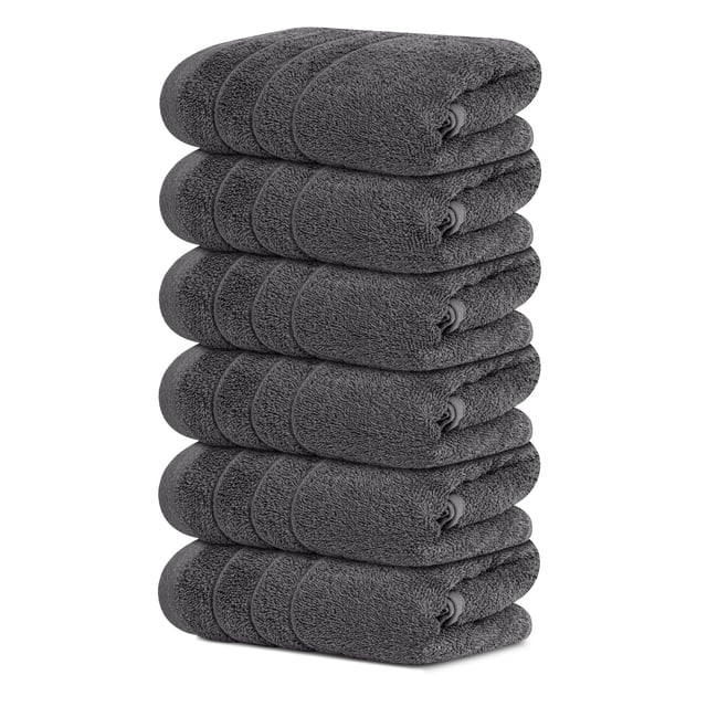 Juego de 6 toallas Hand Towels Tens, 100% algodón, color gris oscuro