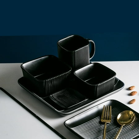 

Homeex Home Ceramic Creative Dinner Plate Western Tableware Gift Box Black Market