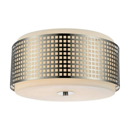 

2 Light Drum Shade Flush Mount with Satin Nickel finish