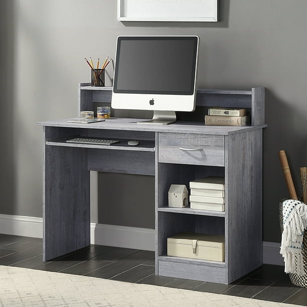 BELLEZE Wren 42" Home Office Computer Table Study Writing Desk Workstation With Hutch for Small