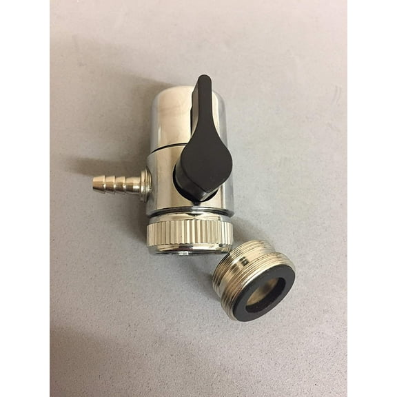 Chrome Faucet Diverter Valve (Includes adapter ring) Reverse Osmosis/Water Filters 1/4"- For Both Female & Male Faucets