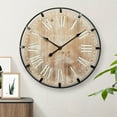 thumbnail image 5 of Large Wall Clock,24inch/32inch Round Oversized Ancient with Roman Numeral Style Wood Clock Indoor Vintage Country Farmhouse Decorative,Wall Clock for Home,Living Room,Dining Room, 5 of 8