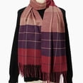 thumbnail image 2 of Ljudmp Womens High End Scarves For Autumn Winter Fringed Plaid Scarf Warm Large Blanket Wrap Shawl Scarves Cold Proof Color Block Neck Warmer Head Scarf Wine, 2 of 4