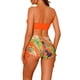 thumbnail image 3 of Conjuntos de bikini con tirantes para mujer, 2 piezas, estampado tropical, pantalones cortos de cintura alta, trajes de baño, talla X pequeña, naranja, 3 of 5