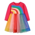 thumbnail image 2 of Toddler and Little Girl's Casual Long Sleeve Tutu Skater Dress - Rainbow 5T, 2 of 8
