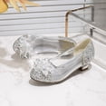 thumbnail image 4 of VeFlora Girls Dress Shoes, Glitter Princess Shoe, Flower Mary Jane Low Heels, Party Wedding Prom Footwear for Toddler Kids(Silver3/5-5.5 Years Little Child), 4 of 8