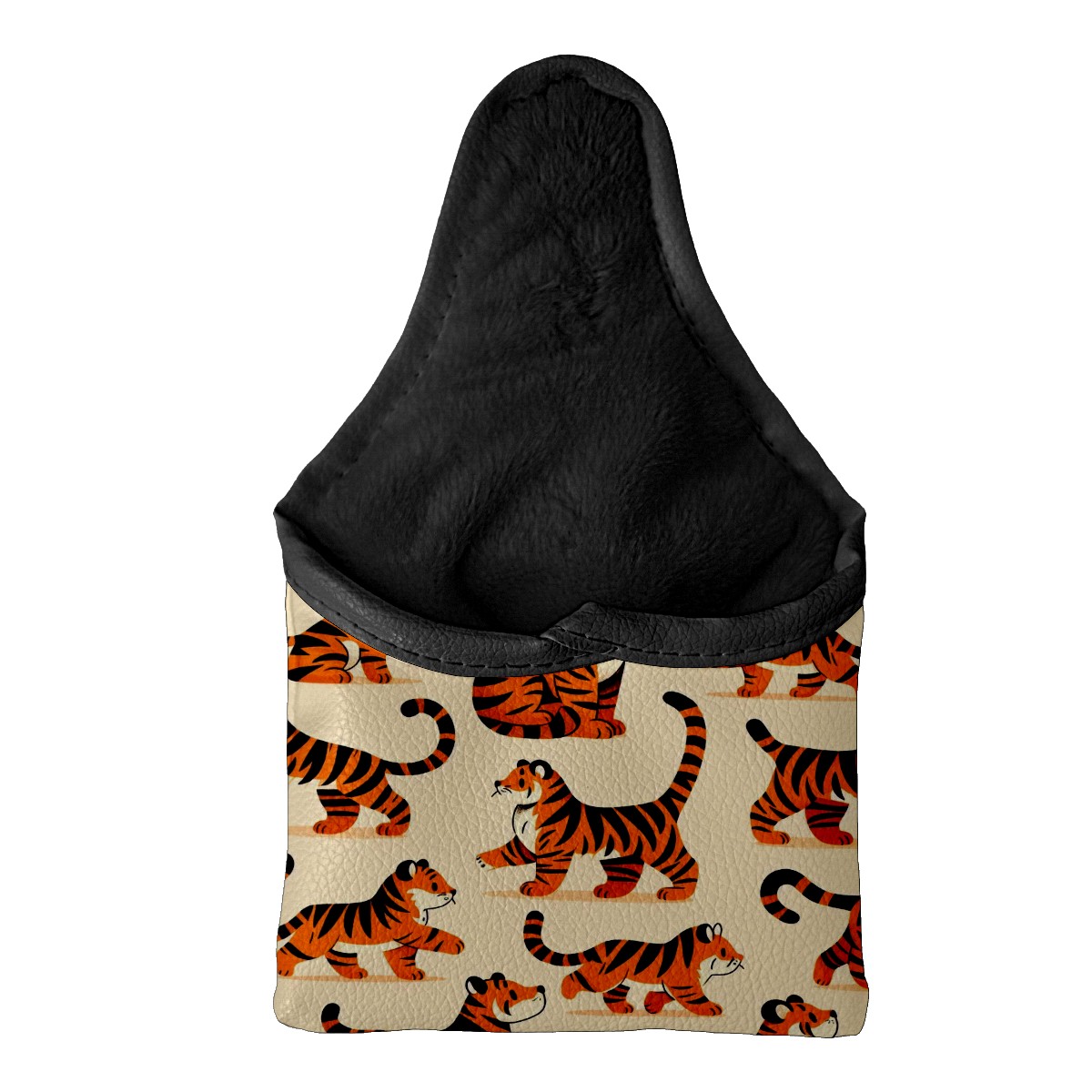 Putter Cover, Golf Club Headcovers LightBeige Tiger Premium PU Leather with Velvet Lining, Waterproof Putter Head Cover for Men Women (5.1"x5.5")