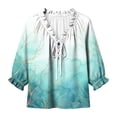 thumbnail image 4 of Kezqiaxn 3/4 Sleeve Tops for Women Summer Drawstring V-Neck Loose Casual Shirts Womens Blouses Plus Size Fashion, 4 of 8