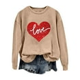thumbnail image 2 of Baqcunre Valentine'S Day Shirts For Women Love Women's Love Printed Round Neck Long Sleeve Top(Khaki S-XXL),Long Sleeve Shirts For Women Graphic Tees Holiday Tops For Women 2023 Womens Tops, 2 of 4
