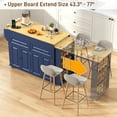 thumbnail image 2 of Blotout Large Extendable Kitchen Island Cart (80"-48") - Rolling on Wheels, with Extendable Dining Table, Power Outlet, 2 Cabinets, 2 Drawers & 3 Open Shelves, 2 of 7