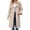 Khaki, variant on Women's Double Breasted Long Trench Coat Windproof Classic Lapel Slim Overcoat with Belt White XL