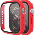 thumbnail image 1 of Bulk Cases Compatible with Apple Watch Series 6/SE/Series 5/Series 4 44mm with Built in Tempered Glass Screen Protector, Overall Protective Hard PC Case Ultra-Thin Cover Red 10 Pack, 1 of 1
